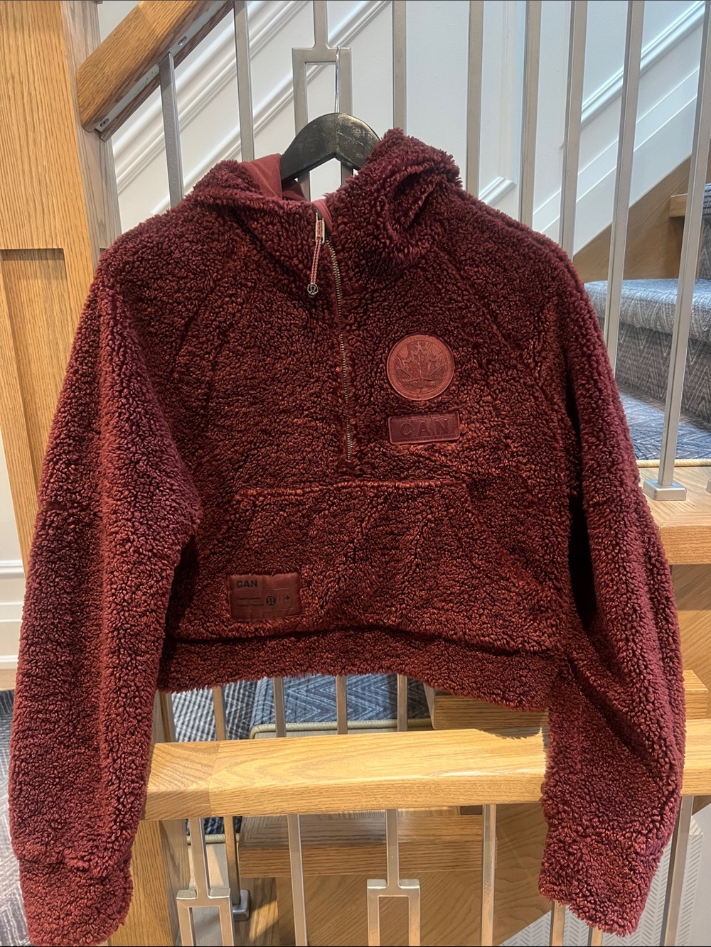 Canada Maroon Sherpa Hoodie Jacket
